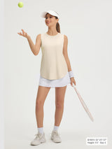 Baleaf UPF 50+ lightweight cream sleeveless tank top for tennis. #color_Khaki