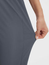 Close-up of stretchy grey pull-on travel pants fabric. #color_Dark Gray