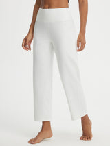 Baleaf white high-rise wide leg pants with pockets, 25 inch ankle length #color_White