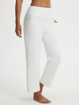 White Baleaf Ultra-Soft High-Rise Wide Leg Pants 25" with side pockets #color_White