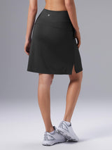 Laureate UPF50+ knee-length skort in black with side split hem, suitable for golf or tennis. #color_Black