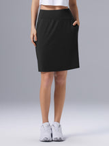 Laureate black UPF50+ knee-length skort with high-rise waist and side pockets. #color_Black
