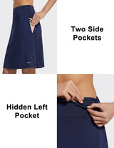 Navy blue Laureate UPF50+ pleated skort with two side pockets and one hidden left pocket. #color_Peacoat