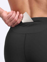 Men's black fleece-lined running tights with secure zippered back pocket #color_Black