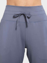 Petite grey-blue tapered joggers with drawstring waistband