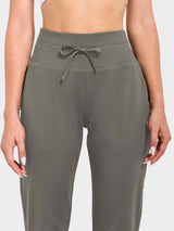 Laureate Thermal Tapered Joggers (Petite) in grey with adjustable drawstring. #color_Gray