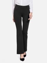 Black yoga micro-work flared pants with high waist and belt loops. #color_Black