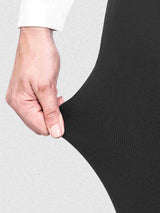 Yoga work flared pants: black fabric shows 4-way stretch #color_Black
