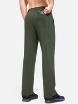 Back view of Baleaf men's army green straight leg pants showing rear pocket with wallet