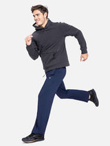 Navy BALEAF fleece-lined water-resistant straight leg pants for running #color_Navy Blue