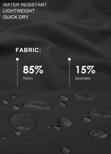 Water-resistant, quick-dry fabric for men's running pants: 85% Nylon, 15% Spandex. #color_Black