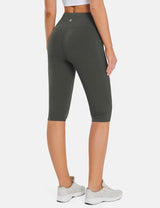 Laureate women's dark grey yoga capris with high waist, pockets, and butt-lifting design. #color_Dark Gray