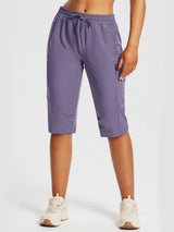 Laureate purple UPF50+ DWR pocketed capris for outdoor comfort #color_Montana Grape