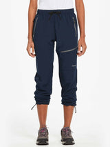 Women's navy Baleaf UPF50+ DWR hiking pants, zip pockets, adjustable hem. #color_Navy Blue
