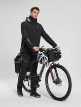 Black fleece cycling pants with reflective details, elastic waistband, loose fit. #color_Gray