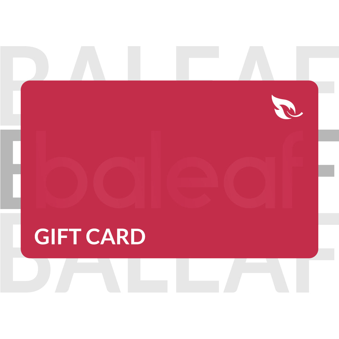 Baleaf red e-gift card featuring GIFT CARD text and leaf logo. #color_$500