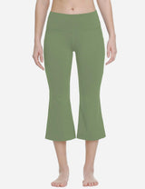 Baleaf Women Mid Rise Side & Hidden Pocketed Bootleg Basic Capris abh111 Olive Green Front