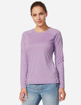 Lavender UPF50+ crew neck sun shirt for casual adventure hiking and travel #color_Purple