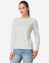 White UPF50+ long sleeve sun shirt for hiking and travel #color_White