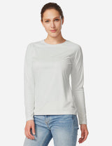 White Baleaf UPF50+ long sleeve crew neck sun shirt #color_White
