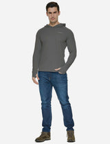 Baleaf Men's UPF50+ Hooded & Thumbhole Comfort Fit Long Sleeved Shirt aga030 Deep Gray Full