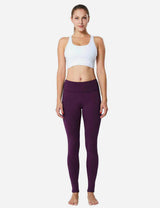 Baleaf Women's Mid-Rise Fleece Lined Basic Yoga & Workout Leggings abh018 Purple Full