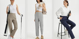 Three women modeling different casual and activewear outfits suitable for various settings.