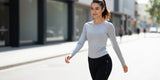 Woman walking in fleece pullover