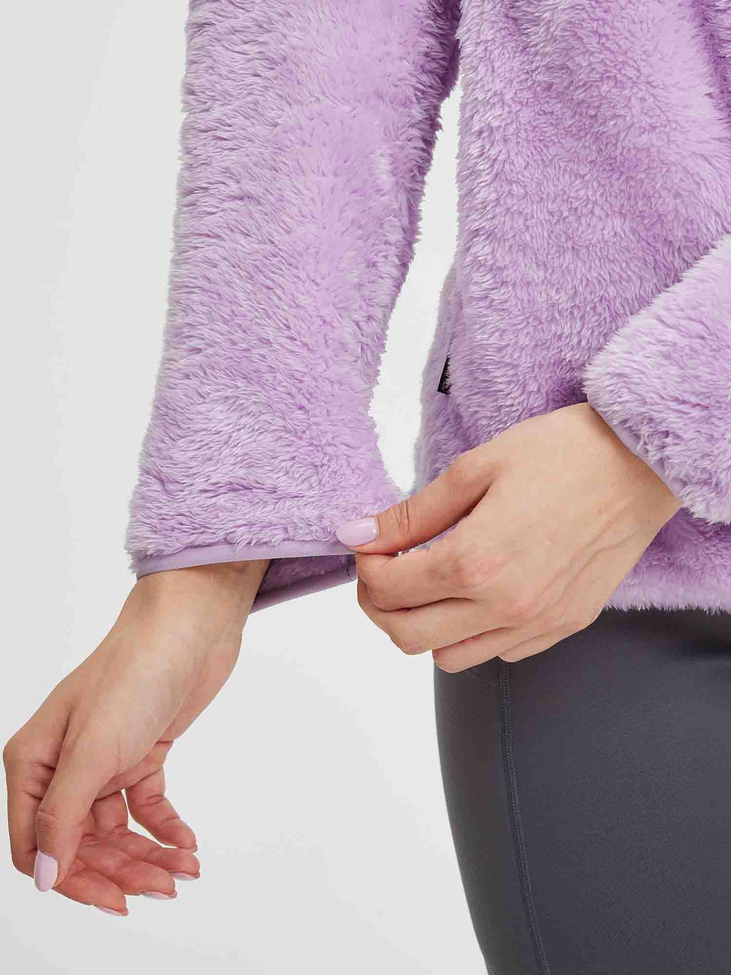 Women's lavender Arctic Fleece 1/4 Zip Pullover close-up, showing super soft texture and cuff. #Color_Light Purple