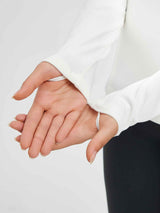 White fleece running long-sleeve t-shirt cuff with thumb loop detail #Color_Lucent White
