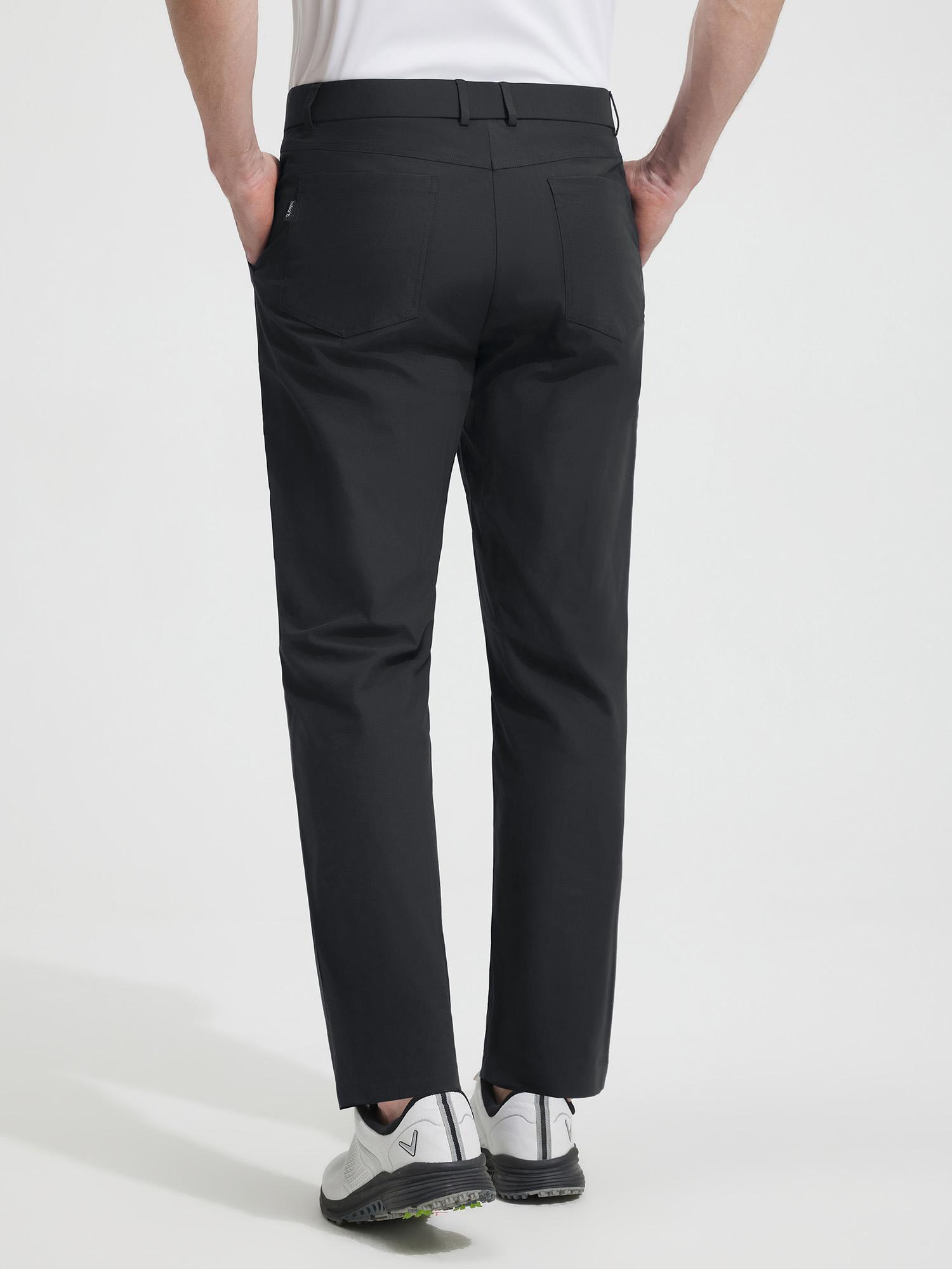 Back view of Baleaf black UPF 50+ golf pants, 30'' inseam, 5 pockets, lightweight stretch. #color_Black