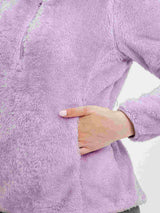 Lavender Arctic Fleece 1/4 Zip Pullover for women, showing soft texture and zipper pocket. #Color_Light Purple
