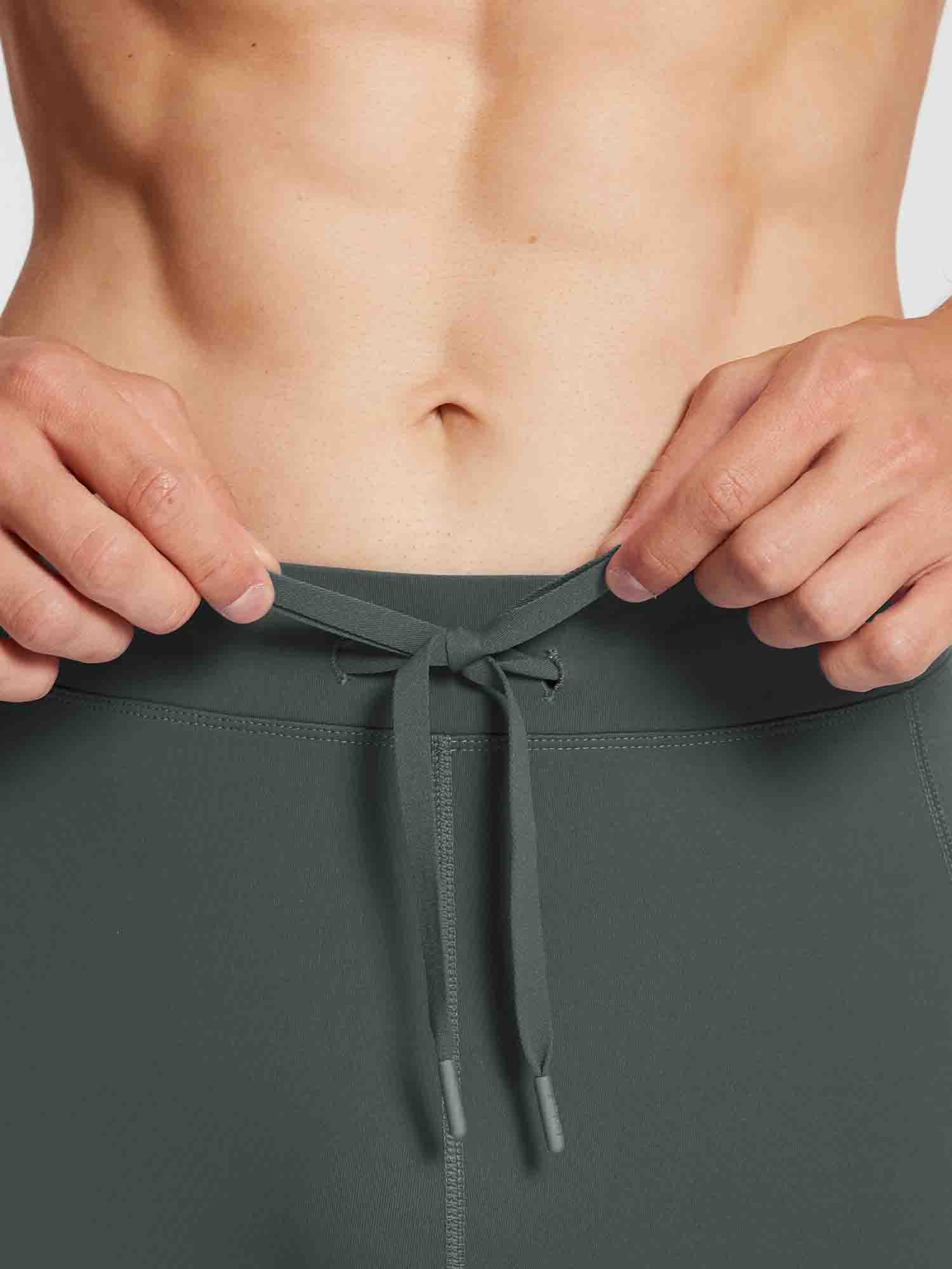 Men's dark grey fleece lined running tights with adjustable drawstring #color_Dark Gray