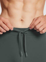 Men's dark grey fleece lined running tights with adjustable drawstring #color_Dark Gray
