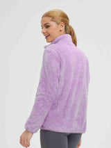 Women's lavender Arctic fleece 1/4 zip pullover with high neck. #Color_Light Purple