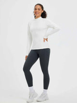 Running long-sleeve fleece t-shirt with mock neck in white #Color_Lucent White