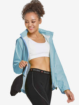 Women's light blue waterproof packable cycling rain jacket #color_Blue