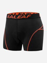 Black men's 3D padded cycling shorts by BALEAF with orange stitching #color_Orange