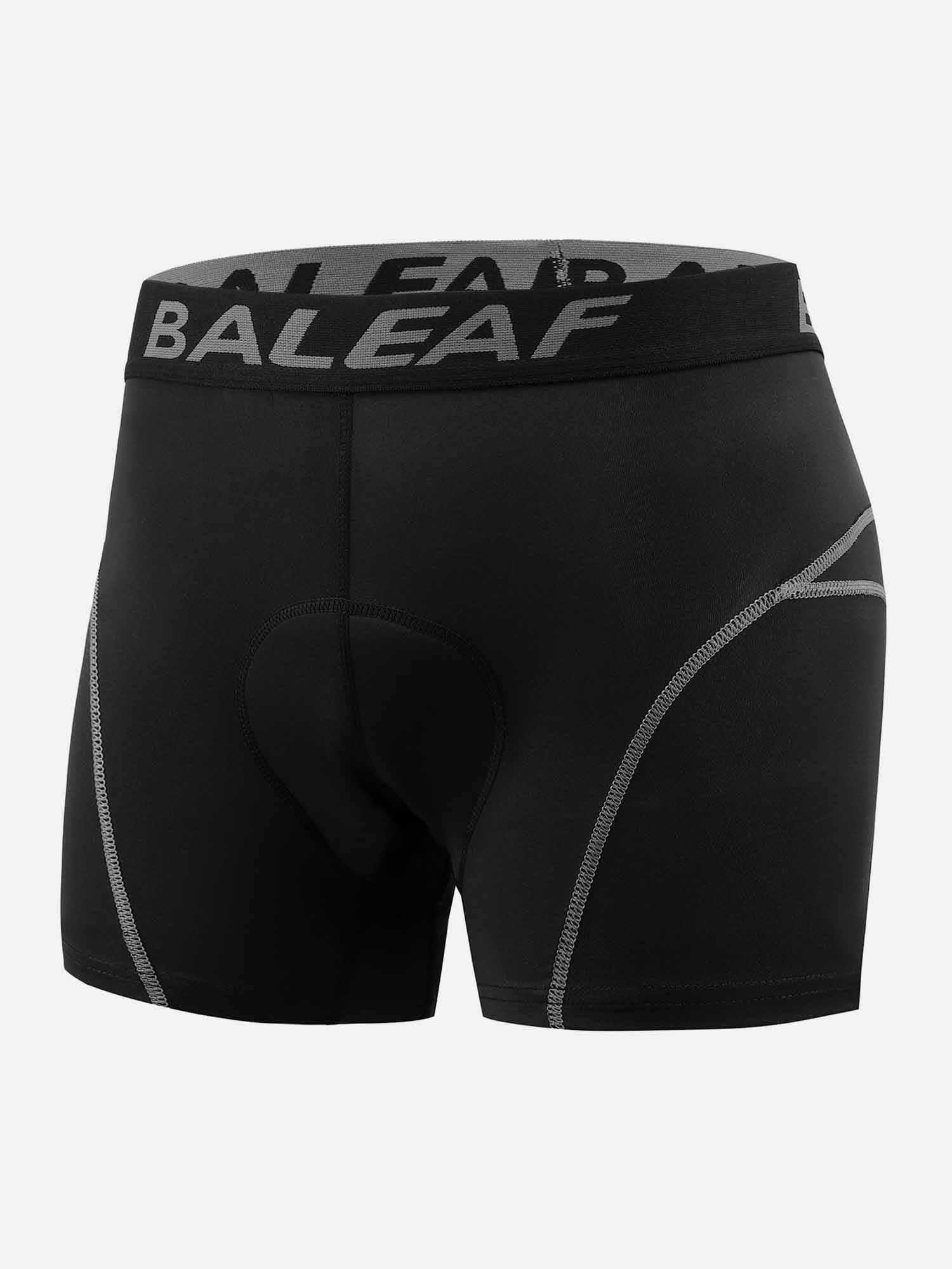 Men's black Baleaf cycling shorts with padded design, logo waistband and contrast stitching. #color_Gray