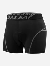Men's black Baleaf cycling shorts with padded design, logo waistband and contrast stitching. #color_Gray