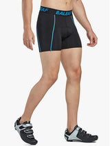 Men's black 3D padded cycling underwear with blue trim and BALEAF logo #color_Aqua Blue