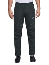 Men's dark green BALEAF thermal softshell cycling pants, zippered pockets, red stitching. #color_Dark Gray
