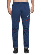 BALEAF men's navy thermal softshell cycling pants with red stitching and zippered pockets. #color_Navy Blue