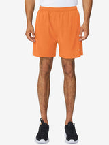 Men's orange 5-inch running shorts with BAL logo and elastic waistband #color_Bright Orange