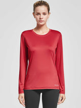 Baleaf D women's red UPF 50+ quick-dry running shirt #color_Red