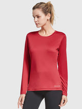 Move-Freely Set: BALEAF women's red UPF 50+ quick-dry long-sleeve shirt. #color_Red