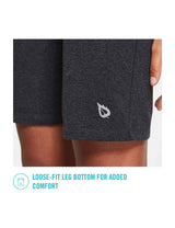 Heather Gray Laureate High Rise Bermuda Shorts with loose-fit leg bottom and logo. #color_Heather Gray