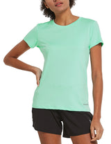 Women's mint green quick-dry running shirt with BALEAF logo for cycling & hiking set. #color_Light Green