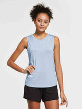 Light blue women's sleeveless breathable workout tank top with crew neck. #color_Kentucky Blue