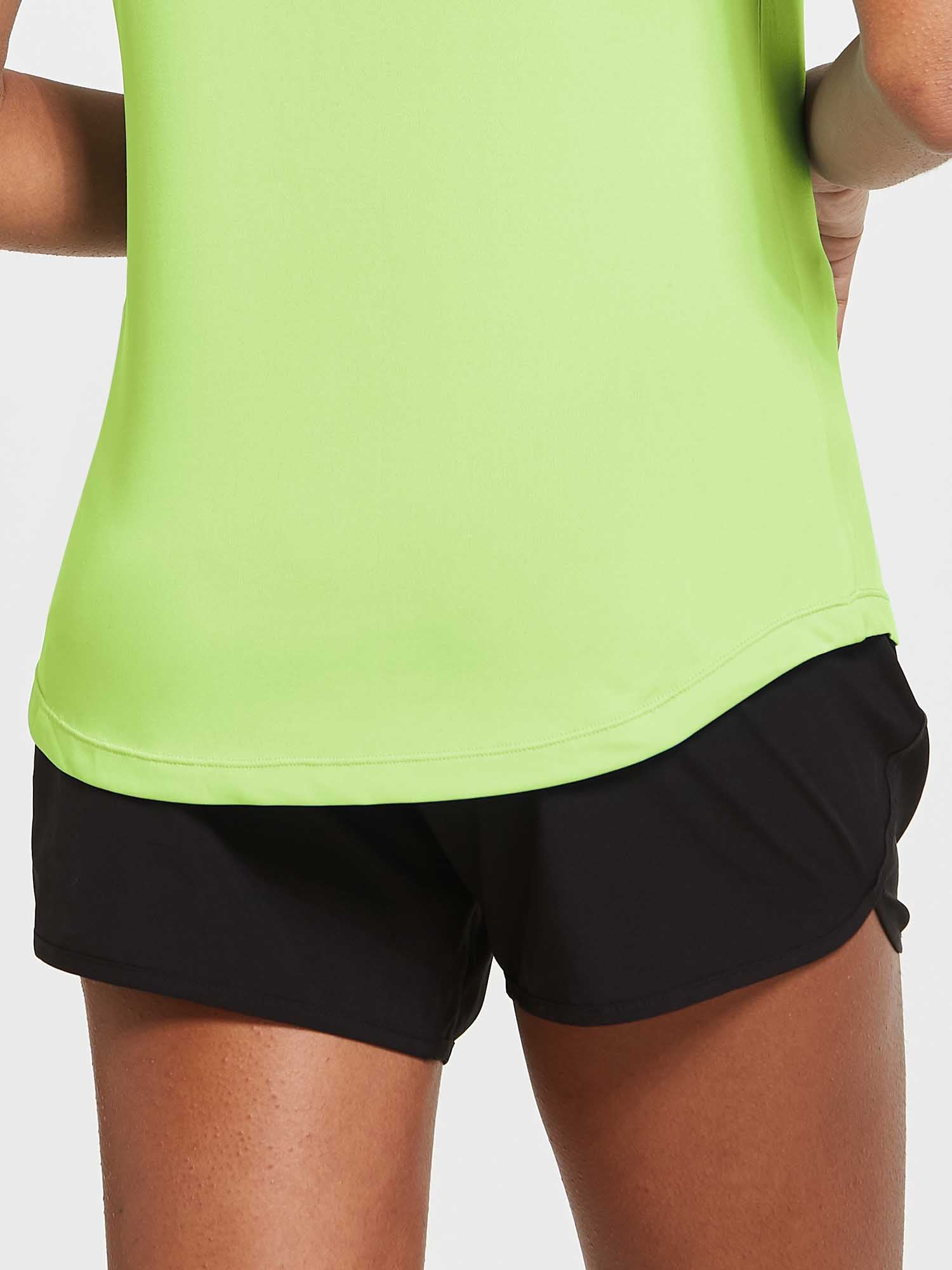 Women's lime green sleeveless workout tank top, loose fit, hip length #color_Light Green